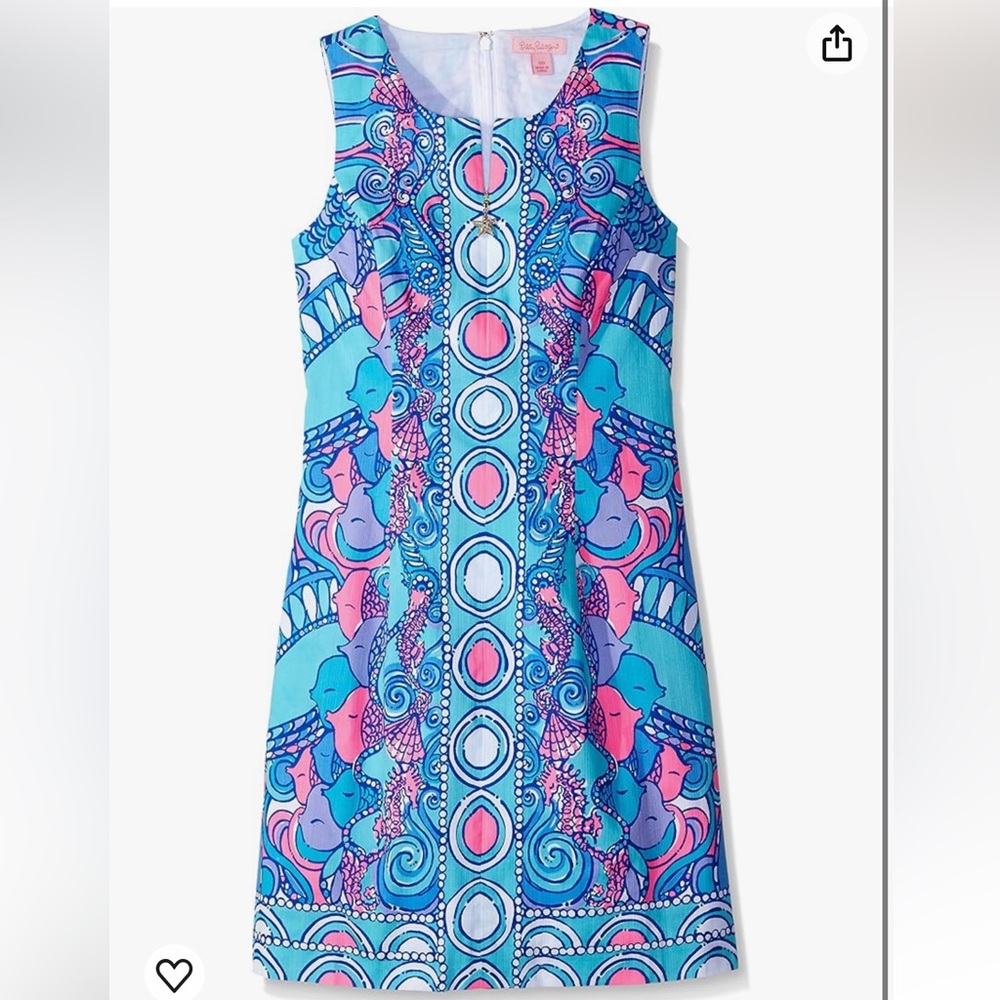 Lilly Pulitzer Women's Abigail Shift Dress Bright Blue Pink Size 2 Mini w Zipper